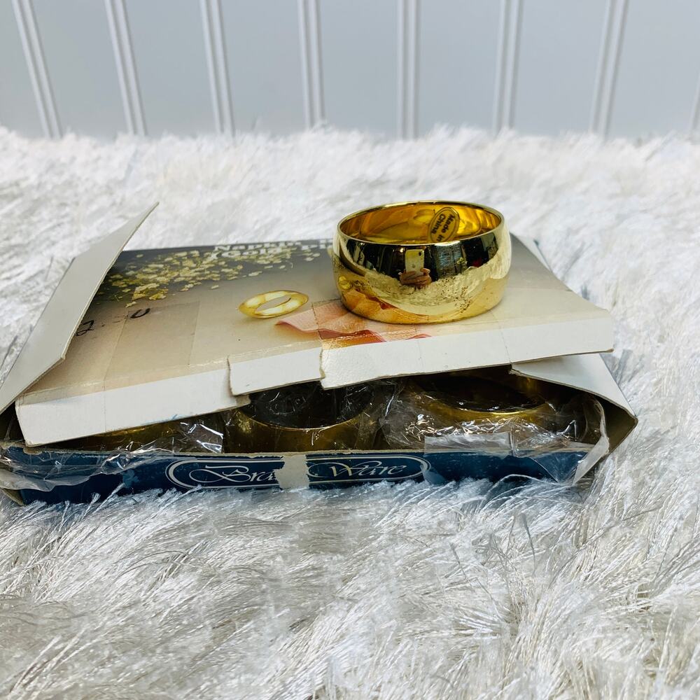 Gold Plated New in Package Napkin Rings Shiny  Set of 6